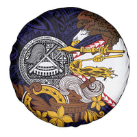 American Samoa Eagle Kava Bowl Spare Tire Cover Plumeria Polynesian Pattern