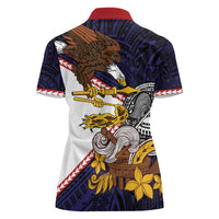 American Samoa Eagle Kava Bowl Women Polo Shirt Plumeria Polynesian Pattern LT01 - Polynesian Pride