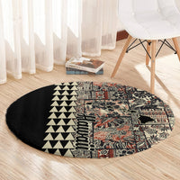 Hawaiian Quilt Round Carpet Hibiscus Kakau Vintage Style LT01 - Polynesian Pride