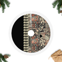 Hawaiian Quilt Tree Skirt Hibiscus Kakau Vintage Style LT01 Fringed Tree Skirts Beige - Polynesian Pride