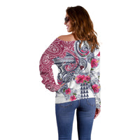 Hawaii Kakau Mix Paisley Pattern Off Shoulder Sweater Polynesian Tropical Unique Style LT01 - Polynesian Pride