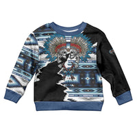 Native American Chief Skull With Axe Kid Ugly Christmas Sweater - Polynesian Pride