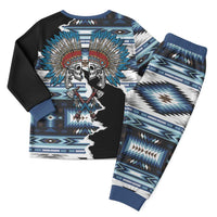 Native American Chief Skull With Axe Christmas Pajama Set - Polynesian Pride