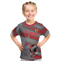 Custom Football 2026 New Caledonia Kid T Shirt Kagus Come On LT01 Gray - Polynesian Pride