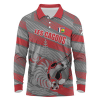 Custom Football 2026 New Caledonia Long Sleeve Polo Shirt Kagus Come On LT01 Gray - Polynesian Pride