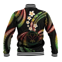 Hawaii Map Kanaka Maoli Baseball Jacket Fantastic Frangipani Reggae