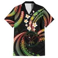 Hawaii Map Kanaka Maoli Family Matching Off Shoulder Short Dress and Hawaiian Shirt Fantastic Frangipani Reggae