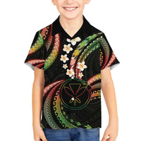 Hawaii Map Kanaka Maoli Family Matching Off Shoulder Short Dress and Hawaiian Shirt Fantastic Frangipani Reggae