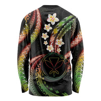 Hawaii Map Kanaka Maoli Long Sleeve Shirt Fantastic Frangipani Reggae