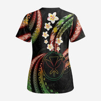 Hawaii Map Kanaka Maoli Scrub Top Fantastic Frangipani Reggae - Polynesian Pride