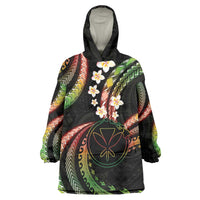 Hawaii Map Kanaka Maoli Wearable Blanket Hoodie Fantastic Frangipani Reggae