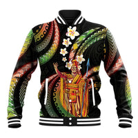 Hawaii King Kamehameha Baseball Jacket Fantastic Plumeria Reggae