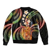 Hawaii King Kamehameha Bomber Jacket Fantastic Plumeria Reggae