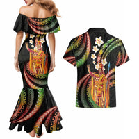 Hawaii King Kamehameha Couples Matching Mermaid Dress and Hawaiian Shirt Fantastic Plumeria Reggae