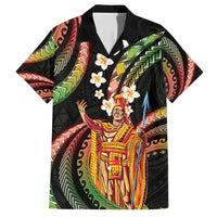 Hawaii King Kamehameha Family Matching Short Sleeve Bodycon Dress and Hawaiian Shirt Fantastic Plumeria Reggae