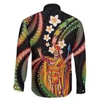 Hawaii King Kamehameha Family Matching Short Sleeve Bodycon Dress and Hawaiian Shirt Fantastic Plumeria Reggae