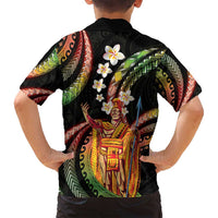 Hawaii King Kamehameha Family Matching Tank Maxi Dress and Hawaiian Shirt Fantastic Plumeria Reggae