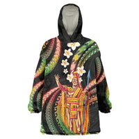 Hawaii King Kamehameha Wearable Blanket Hoodie Fantastic Plumeria Reggae LT01 One Size Reggae - Polynesian Pride