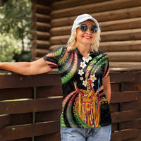 Hawaii King Kamehameha Women Polo Shirt Fantastic Plumeria Reggae