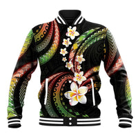 Hawaii Plumeria Reggae Baseball Jacket Polynesian Pattern