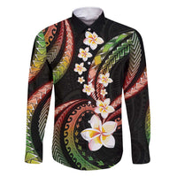 Hawaii Plumeria Reggae Family Matching Short Sleeve Bodycon Dress and Hawaiian Shirt Polynesian Pattern