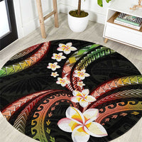 Hawaii Plumeria Reggae Round Carpet Polynesian Pattern
