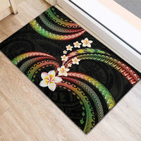 Hawaii Plumeria Reggae Rubber Doormat Polynesian Pattern