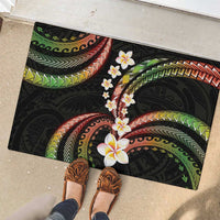 Hawaii Plumeria Reggae Rubber Doormat Polynesian Pattern