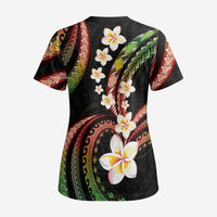 Hawaii Plumeria Reggae Scrub Top Polynesian Pattern - Polynesian Pride