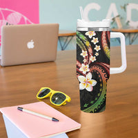 Hawaii Plumeria Reggae Tumbler With Handle Polynesian Pattern