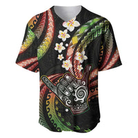 Hawaii Shaka Sign Baseball Jersey Fantastic Frangipani Reggae