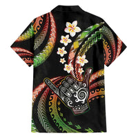 Hawaii Shaka Sign Family Matching Short Sleeve Bodycon Dress and Hawaiian Shirt Fantastic Frangipani Reggae