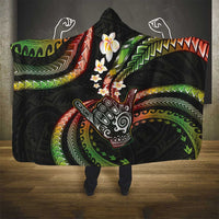 Hawaii Shaka Sign Hooded Blanket Fantastic Frangipani Reggae