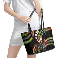 Hawaii Shaka Sign Leather Tote Bag Fantastic Frangipani Reggae