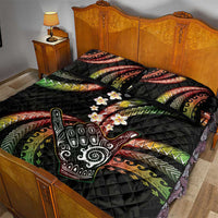Hawaii Shaka Sign Quilt Bed Set Fantastic Frangipani Reggae