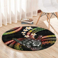 Hawaii Shaka Sign Round Carpet Fantastic Frangipani Reggae