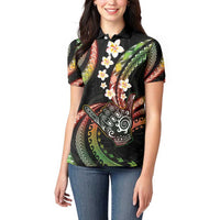 Hawaii Shaka Sign Women Polo Shirt Fantastic Frangipani Reggae