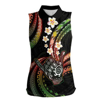 Hawaii Shaka Sign Women Sleeveless Polo Shirt Fantastic Frangipani Reggae