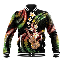 Hawaiian Ukulele Baseball Jacket Jawaiian Fantastic Plumeria