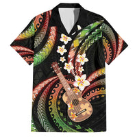 Hawaiian Ukulele Family Matching Short Sleeve Bodycon Dress and Hawaiian Shirt Jawaiian Fantastic Plumeria