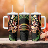 Hawaiian Ukulele Tumbler With Handle Jawaiian Fantastic Plumeria