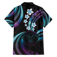 Hawaii Map Kanaka Maoli Family Matching Off The Shoulder Long Sleeve Dress and Hawaiian Shirt Fantastic Frangipani Amethyst Gradient