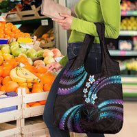 Hawaii Map Kanaka Maoli Grocery Bag Fantastic Frangipani Amethyst Gradient