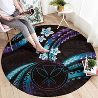 Hawaii Map Kanaka Maoli Round Carpet Fantastic Frangipani Amethyst Gradient