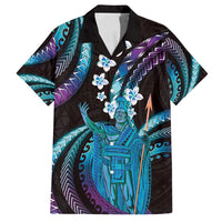 Hawaii King Kamehameha Family Matching Off Shoulder Maxi Dress and Hawaiian Shirt Fantastic Plumeria Amethyst Gradient