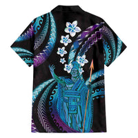Hawaii King Kamehameha Family Matching Summer Maxi Dress and Hawaiian Shirt Fantastic Plumeria Amethyst Gradient