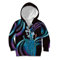 Hawaii King Kamehameha Kid Hoodie Fantastic Plumeria Amethyst Gradient