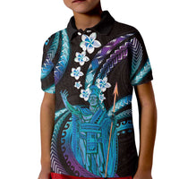 Hawaii King Kamehameha Kid Polo Shirt Fantastic Plumeria Amethyst Gradient