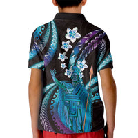 Hawaii King Kamehameha Kid Polo Shirt Fantastic Plumeria Amethyst Gradient
