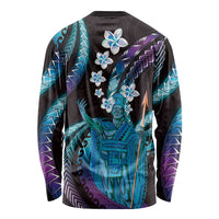 Hawaii King Kamehameha Long Sleeve Shirt Fantastic Plumeria Amethyst Gradient